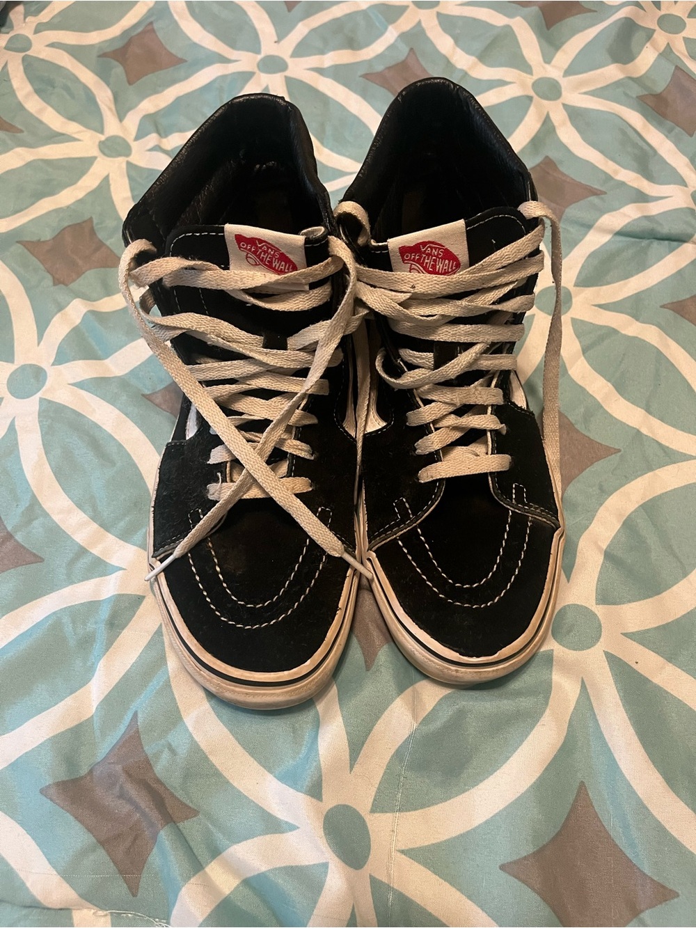 Vans Suede and Canvas Black & White High Top Skate Sneakers